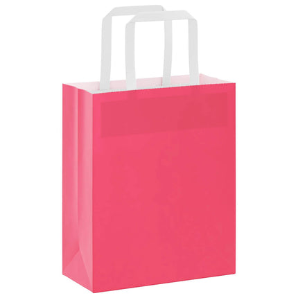 Sacchetti di Carta Kraft 250 pz con Manici Rosa 18x8x22 cm