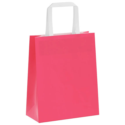 Sacchetti di Carta Kraft 250 pz con Manici Rosa 18x8x22 cm
