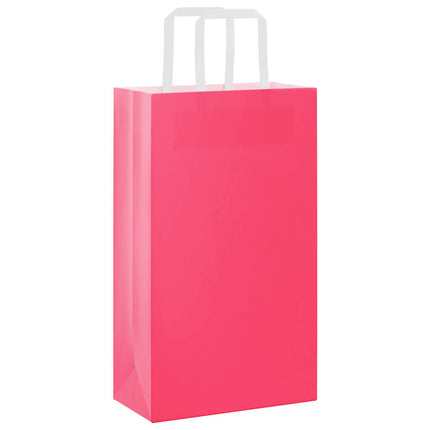 Sacchetti di Carta Kraft 250 pz con Manici Rosa 21x11x36 cm