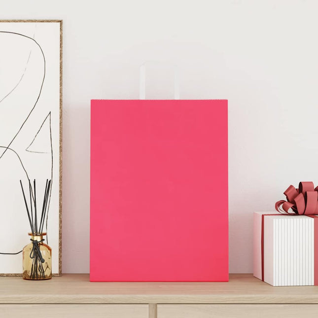 Sacchetti di Carta Kraft 250 pz con Manici Rosa 32x12x42 cm