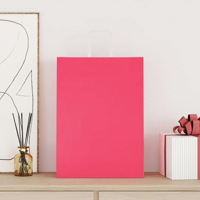 Sacchetti di Carta Kraft 250 pz con Manici Rosa 32x17x44 cm