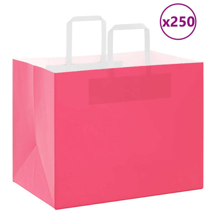 Sacchetti di Carta Kraft 250 pz con Manici Rosa 32x22x24 cm