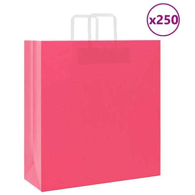 Sacchetti di Carta Kraft 250 pz con Manici Rosa 45x17x48 cm