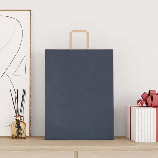 Sacchetti di Carta Kraft 50 pz con Manici Blu 32x12x42 cm