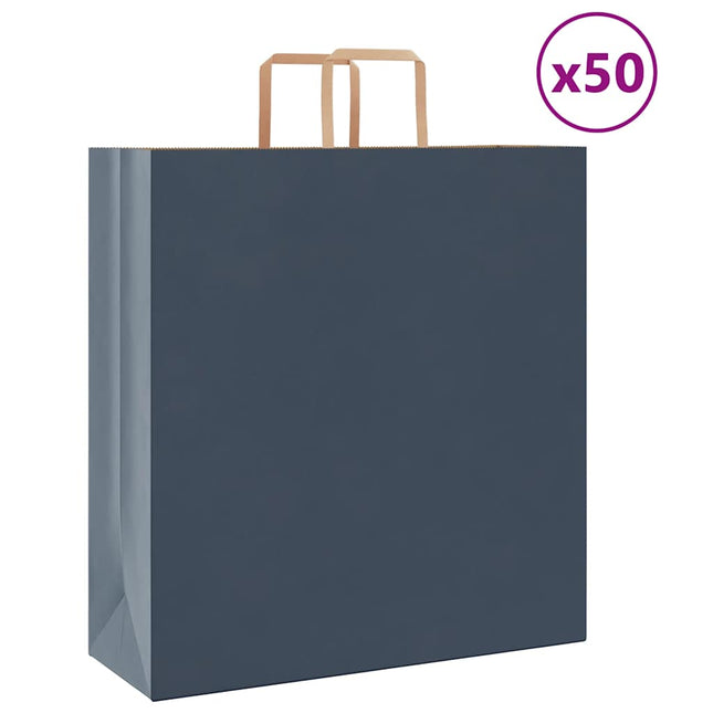 Sacchetti di Carta Kraft 50 pz con Manici Blu 45x17x48 cm