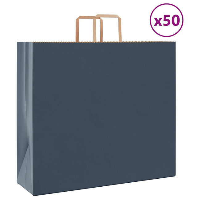 Sacchetti di Carta Kraft 50 pz con Manici Blu 54x15x49 cm