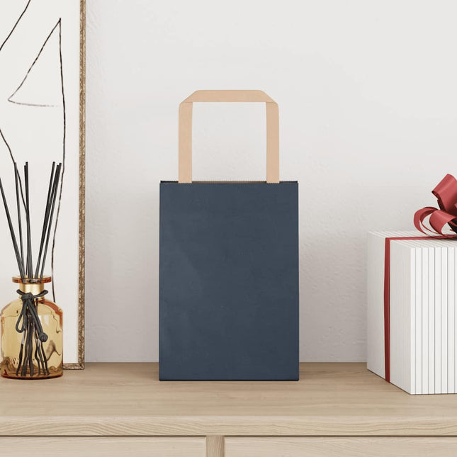 Sacchetti di Carta Kraft 250 pz con Manici Blu 15x8x21 cm