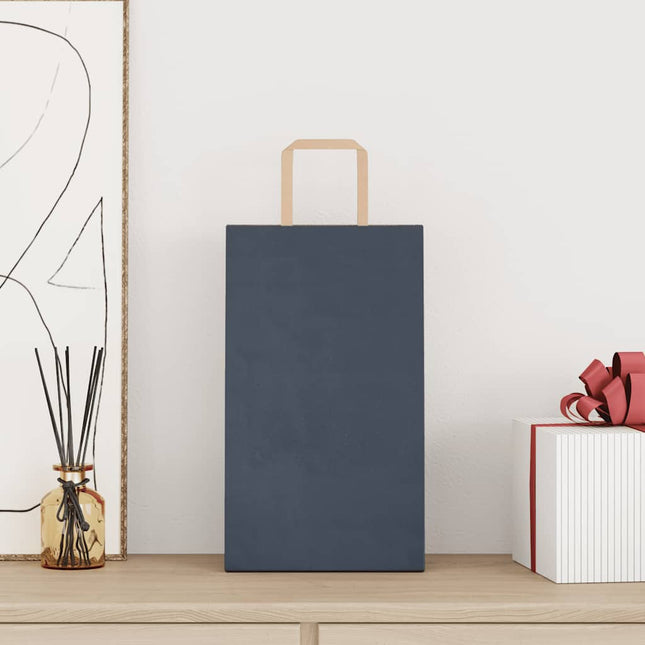 Sacchetti di Carta Kraft 250 pz con Manici Blu 21x11x36 cm