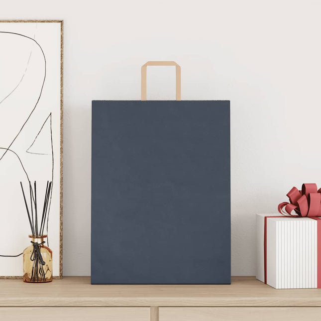 Sacchetti di Carta Kraft 250 pz con Manici Blu 32x12x42 cm