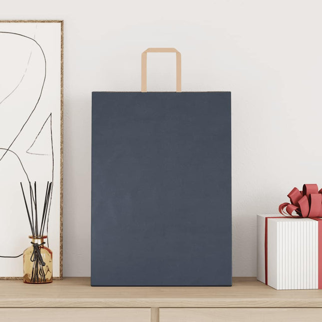 Sacchetti di Carta Kraft 250 pz con Manici Blu 32x17x44 cm