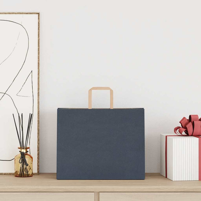 Sacchetti di Carta Kraft 250 pz con Manici Blu 32x22x24 cm