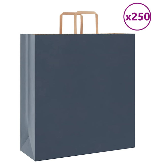 Sacchetti di Carta Kraft 250 pz con Manici Blu 45x17x48 cm