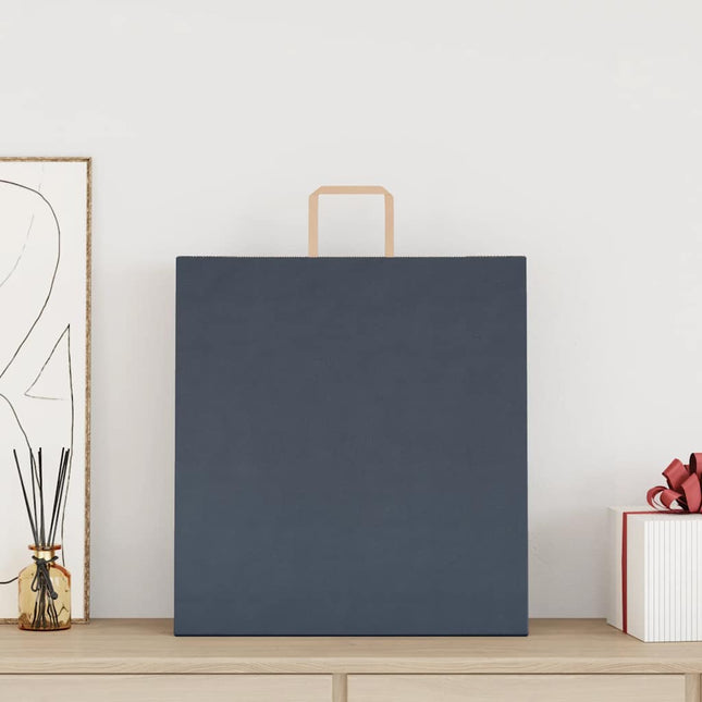 Sacchetti di Carta Kraft 250 pz con Manici Blu 45x17x48 cm