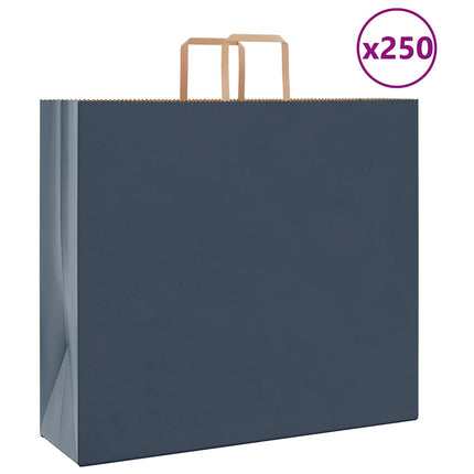 Sacchetti di Carta Kraft 250 pz con Manici Blu 54x15x49 cm