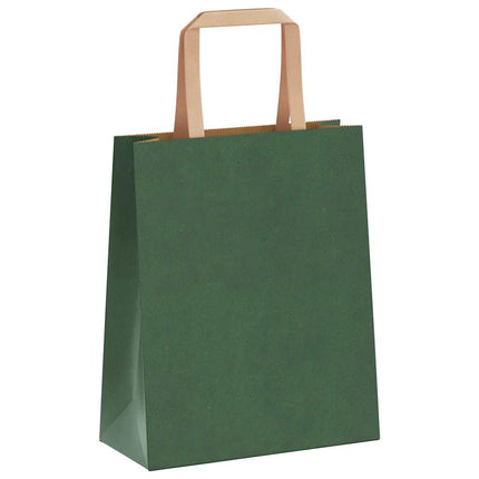 Sacchetti di Carta Kraft 50 pz con Manici Verdi 18x8x22 cm