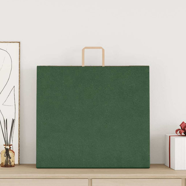 Sacchetti di Carta Kraft 50 pz con Manici Verdi 54x15x49 cm