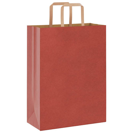 Sacchetti di Carta Kraft 50 pz con Manici Rossi 26x12x35 cm