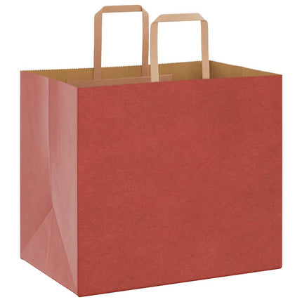 Sacchetti di Carta Kraft 50 pz con Manici Rossi 32x22x28 cm