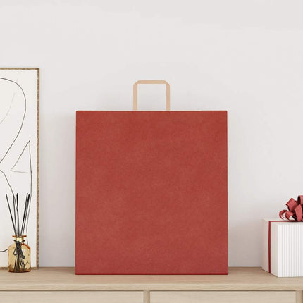 Sacchetti di Carta Kraft 50 pz con Manici Rossi 45x17x48 cm