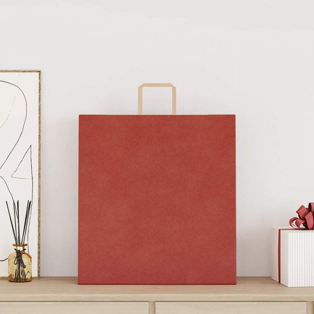 Sacchetti di Carta Kraft 50 pz con Manici Rossi 45x17x48 cm