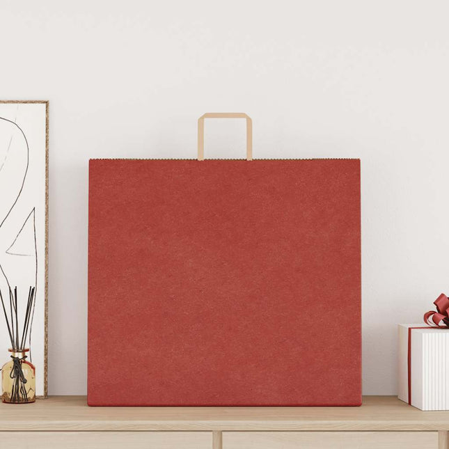 Sacchetti di Carta Kraft 50 pz con Manici Rossi 54x15x49 cm