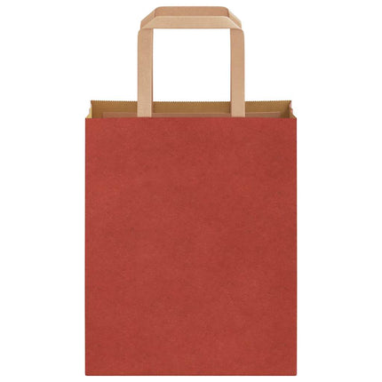 Sacchetti di Carta Kraft 250 pz con Manici Rossi 18x8x22 cm