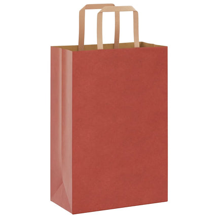 Sacchetti di Carta Kraft 250 pz con Manici Rossi 21x11x31 cm