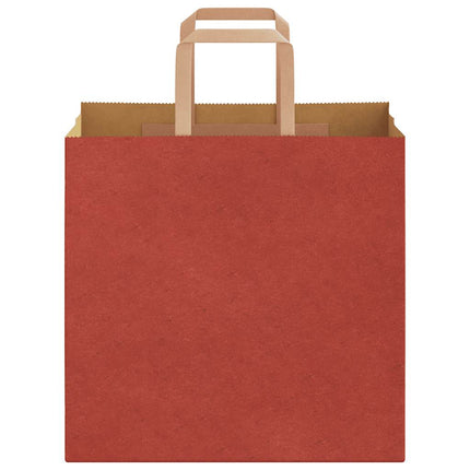 Sacchetti di Carta Kraft 250 pz con Manici Rossi 26x17x25 cm