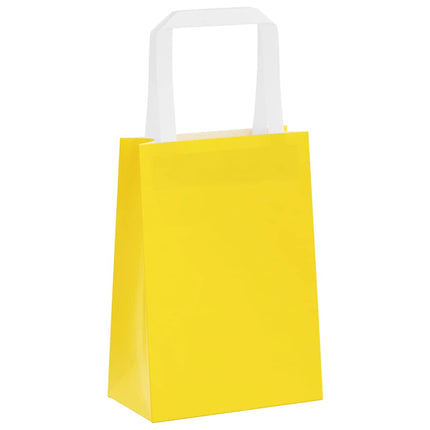 Sacchetti di Carta Kraft 50 pz con Manici Gialli 15x8x21 cm