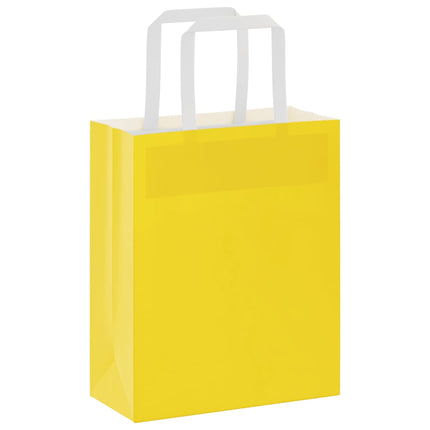 Sacchetti di Carta Kraft 50 pz con Manici Gialli 18x8x22 cm