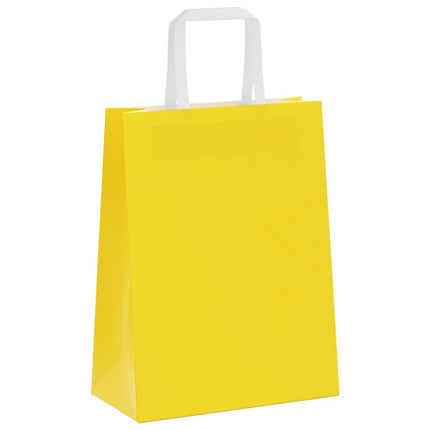 Sacchetti di Carta Kraft 50 pz con Manici Gialli 21x11x28 cm