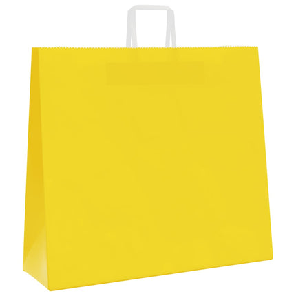 Sacchetti di Carta Kraft 50 pz con Manici Gialli 54x15x49 cm