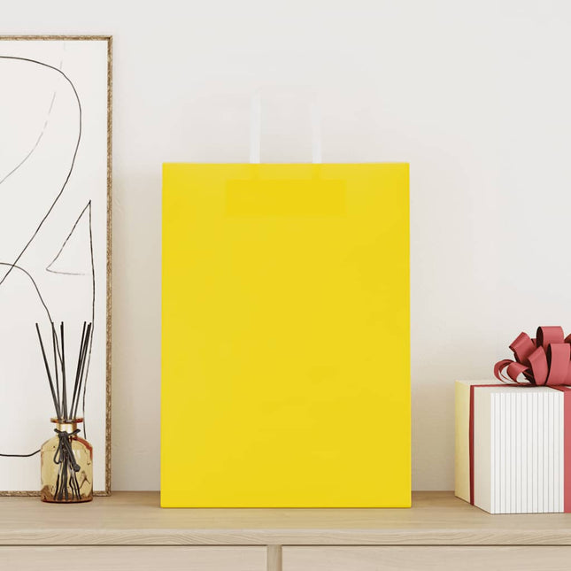Sacchetti di Carta Kraft 250 pz con Manici Gialli 32x17x44 cm