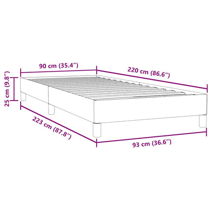 Letto a Molle senza Materasso Grigio Scuro 90x220 cm Velluto
