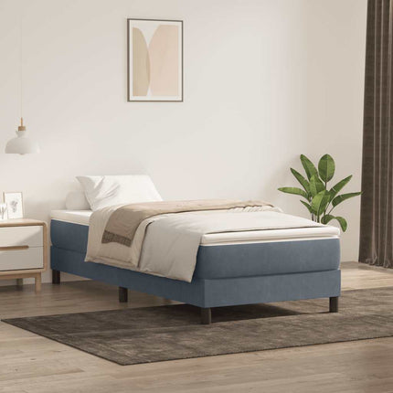 Letto a Molle senza Materasso Grigio Scuro 90x220 cm Velluto