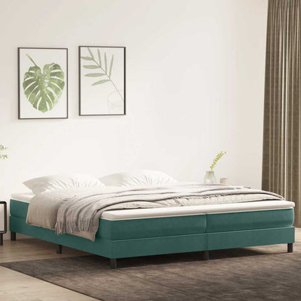 Letto a Molle senza Materasso Verde Scuro 200x220 cm Velluto