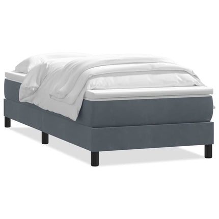 Giroletto a Molle con Materasso Grigio Scuro 90x210 cm Velluto