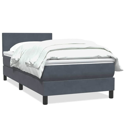 Giroletto a Molle con Materasso Grigio Scuro 90x210 cm Velluto