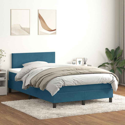 Giroletto a Molle con Materasso Blu Scuro 120x210 cm in Velluto