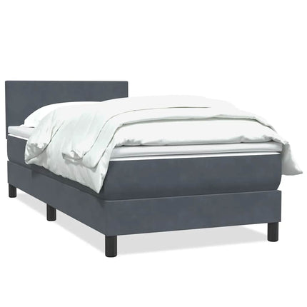 Giroletto a Molle con Materasso Grigio Scuro 100x220 cm Velluto