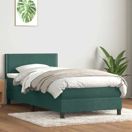Giroletto a Molle con Materasso Verde Scuro 90x210 cm Velluto
