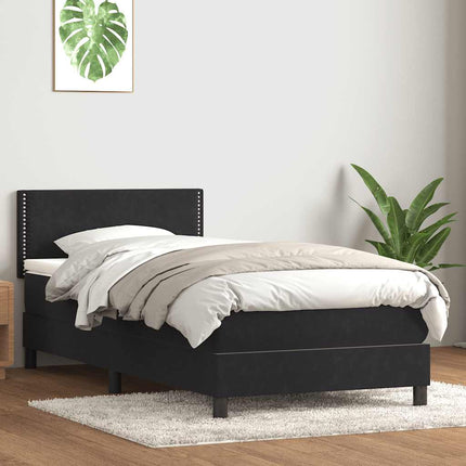 Giroletto a Molle con Materasso Nero 100x210 cm in Velluto