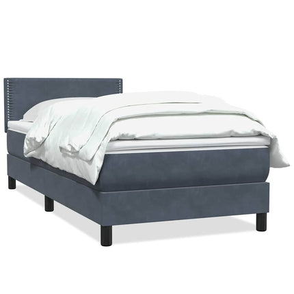 Giroletto a Molle con Materasso Grigio Scuro 80x220 cm Velluto
