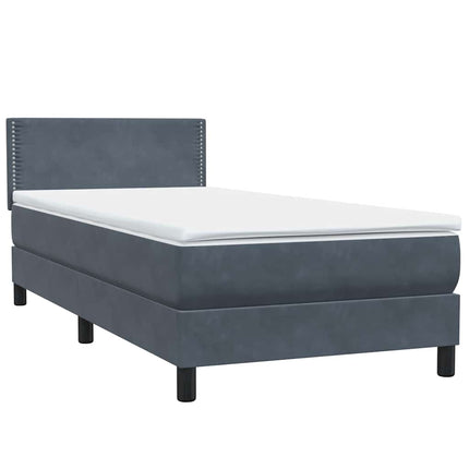 Giroletto a Molle con Materasso Grigio Scuro 80x220 cm Velluto