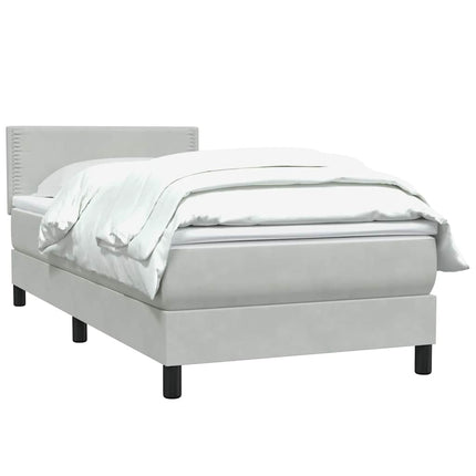 Giroletto a Molle con Materasso Grigio Chiaro 90x220 cm Velluto