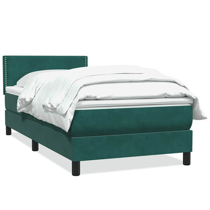 Giroletto a Molle con Materasso Verde Scuro 90x220 cm Velluto