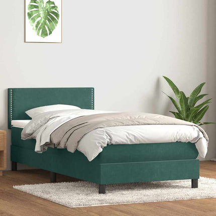 Giroletto a Molle con Materasso Verde Scuro 100x220 cm Velluto