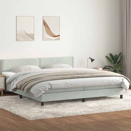 Giroletto a Molle con Materasso Grigio Chiaro 180x220cm Velluto