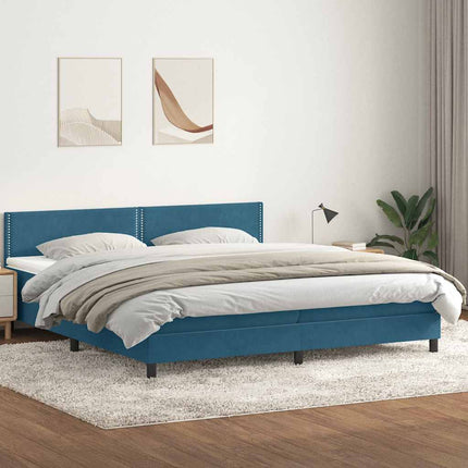 Giroletto a Molle con Materasso Blu Scuro 180x220 cm Velluto