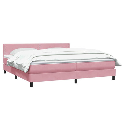 Giroletto a Molle con Materasso Rosa 200x220 cm in Velluto